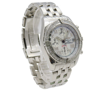 美品 ブライトリング クロノコックピット ダイヤベゼル A13358 自動巻き 腕時計 SS/ダイヤモンド ホワイトシェル 0227【中古】BREITLING メンズ