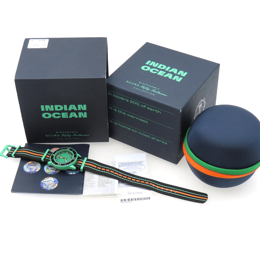 新品同様 ブランパン × スウォッチ スクーバ フィフティファゾムス SO35I100 自動巻き 腕時計 バイオセラミック グリーン 緑 0231【中古】Blancpain×swatch メンズ