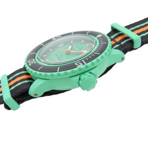 新品同様 ブランパン × スウォッチ スクーバ フィフティファゾムス SO35I100 自動巻き 腕時計 バイオセラミック グリーン 緑 0231【中古】Blancpain×swatch メンズ