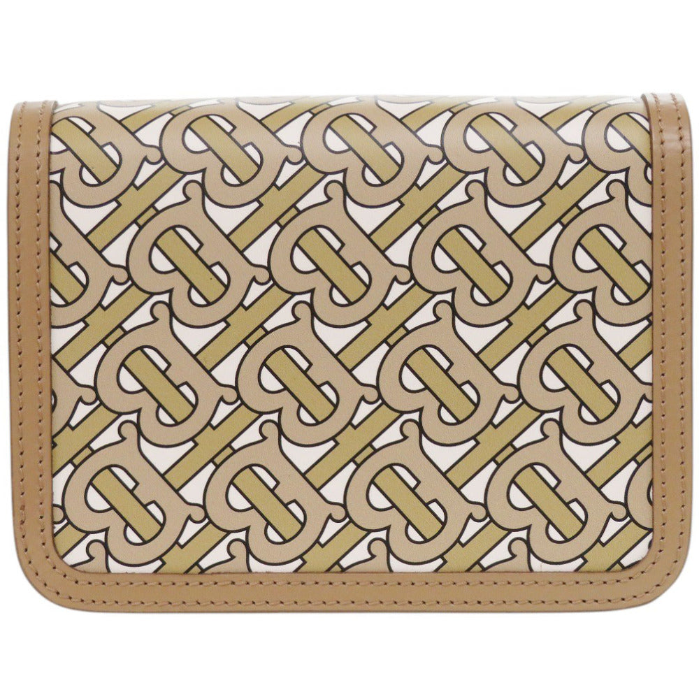 美品 バーバリー モノグラム ロゴ レザー ベージュ ショルダーバッグ 0248【中古】BURBERRY