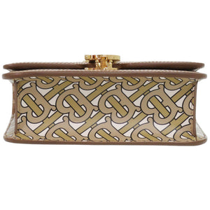 美品 バーバリー モノグラム ロゴ レザー ベージュ ショルダーバッグ 0248【中古】BURBERRY