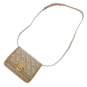 美品 バーバリー モノグラム ロゴ レザー ベージュ ショルダーバッグ 0248【中古】BURBERRY