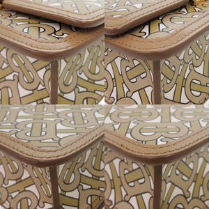 美品 バーバリー モノグラム ロゴ レザー ベージュ ショルダーバッグ 0248【中古】BURBERRY