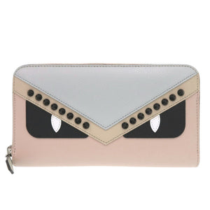 未使用 フェンディ バグズ モンスター 8M0299 レザー ライトピンク 長財布 0335【中古】FENDI