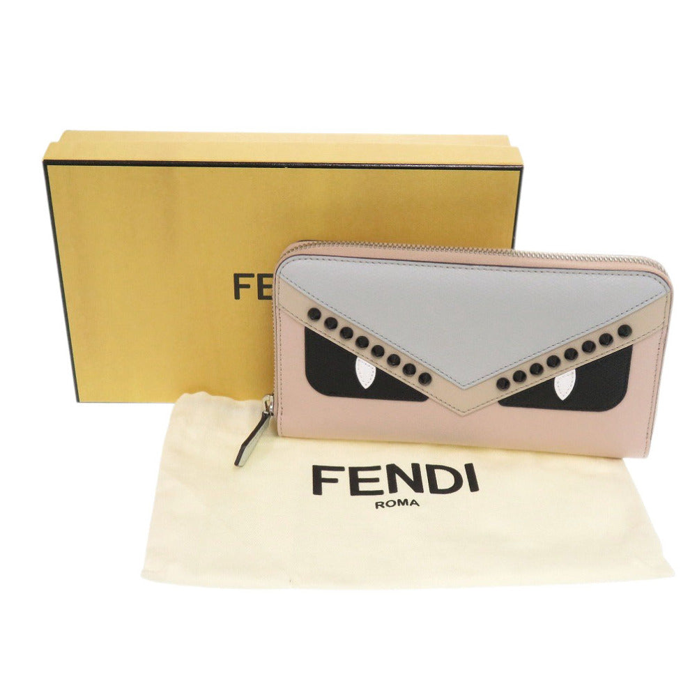 未使用 フェンディ バグズ モンスター 8M0299 レザー ライトピンク 長財布 0335【中古】FENDI