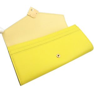 新品同様 フェンディ FFダイヤモンド 8M0251 レザー イエロー 黄 2つ折り長財布 財布 0336【中古】FENDI