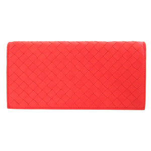 新品同様 ボッテガヴェネタ イントレチャート 143305 レザー レッド 赤 2つ折り長財布 財布 0337【中古】BOTTEGA VENETA