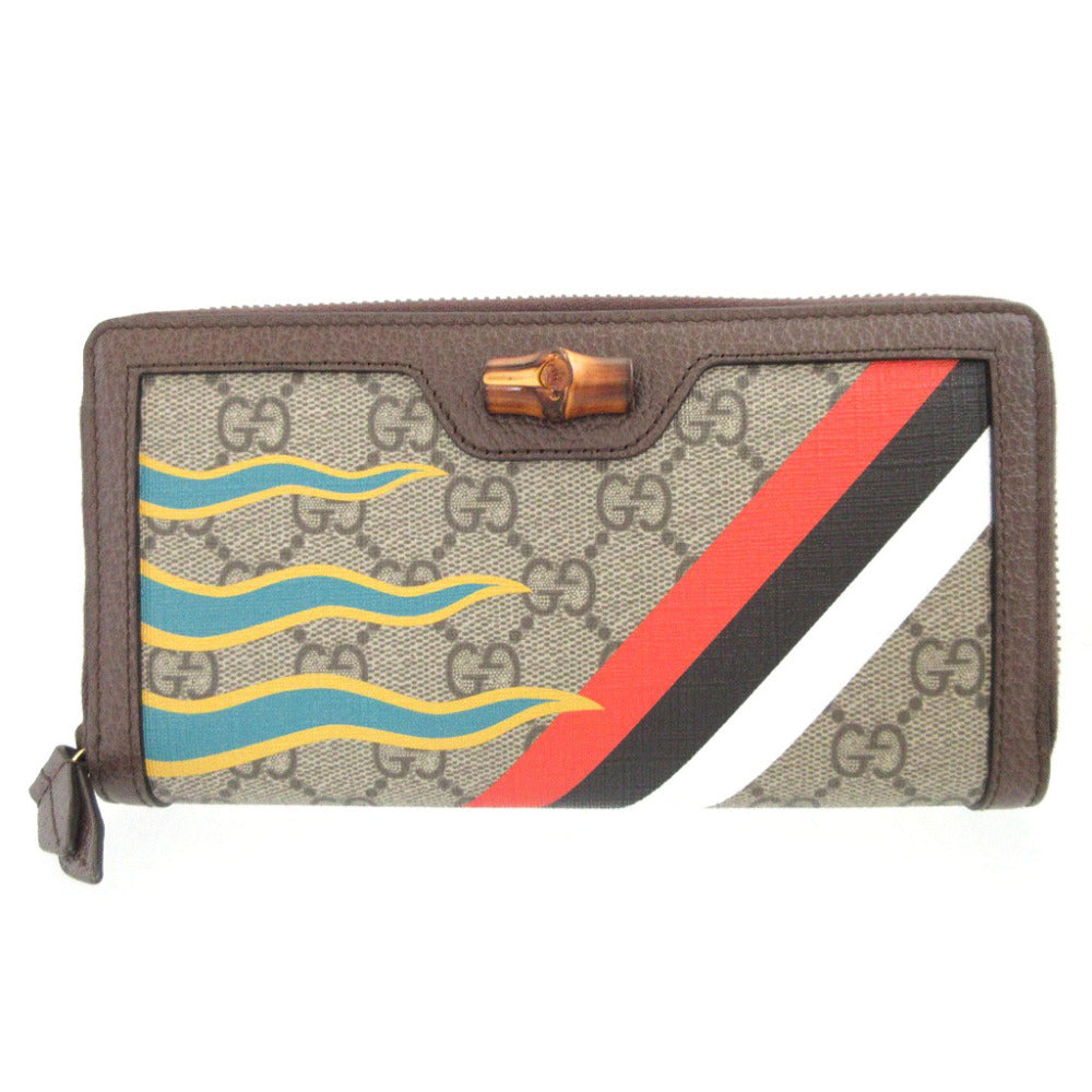 未使用 グッチ ダイアナ バンブー 658634 GGスプリーム レザー ベージュ ブラウン 茶 ラウンドファスナー長財布 財布 0375【中古】GUCCI