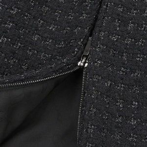 美品 シャネル ツイード P50251W05584 ウール レザー ブラック ワンピース 黒 0380【中古】CHANEL