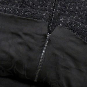 美品 シャネル ツイード P50251W05584 ウール レザー ブラック ワンピース 黒 0380【中古】CHANEL