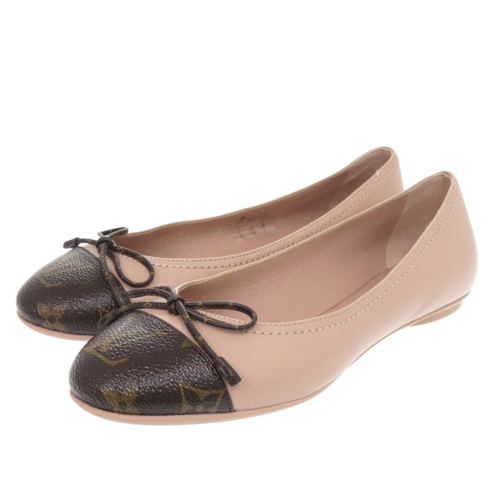 未使用 ルイ ヴィトン ポピライン バレリーナ バレエシューズ フラット パンプス レザー モノグラムキャンバス ピンク LV 0381【中古】LOUIS VUITTON