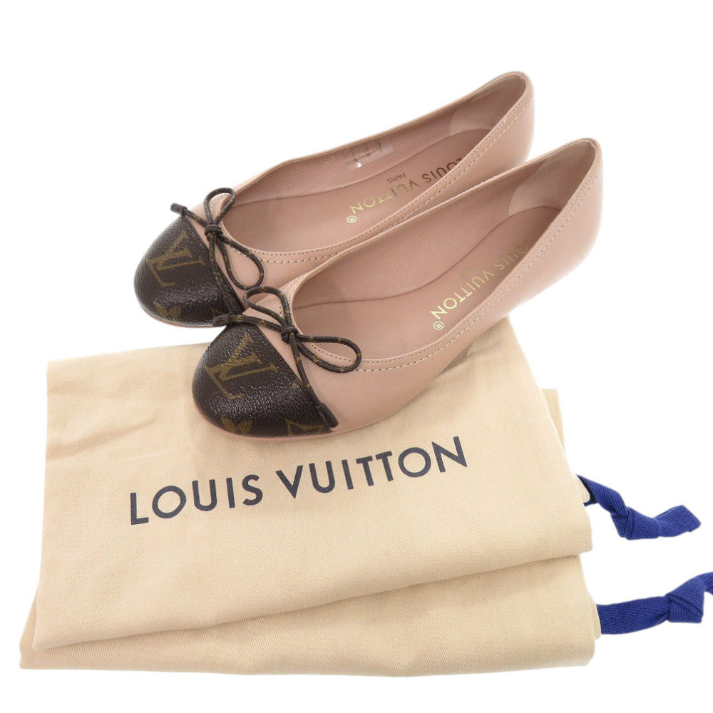 未使用 ルイ ヴィトン ポピライン バレリーナ バレエシューズ フラット パンプス レザー モノグラムキャンバス ピンク LV 0381【中古】LOUIS VUITTON