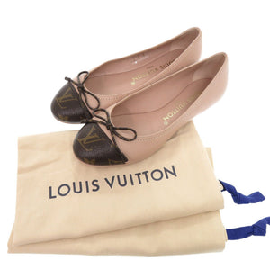 未使用 ルイ ヴィトン ポピライン バレリーナ バレエシューズ フラット パンプス レザー モノグラムキャンバス ピンク LV 0381【中古】LOUIS VUITTON