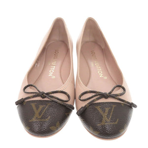 未使用 ルイ ヴィトン ポピライン バレリーナ バレエシューズ フラット パンプス レザー モノグラムキャンバス ピンク LV 0381【中古】LOUIS VUITTON