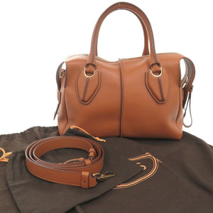 新品同様 トッズ Dスタイリング レザー ブラウン 2WAY ハンドバッグ ショルダーバッグ 茶 0388【中古】TOD’S