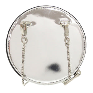 美品 プラダ ロゴプレート チェーンショルダー 1NR003 レザー シルバー ショルダーバッグ ポーチ 0395【中古】PRADA