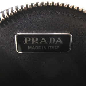 美品 プラダ ロゴプレート チェーンショルダー 1NR003 レザー シルバー ショルダーバッグ ポーチ 0395【中古】PRADA