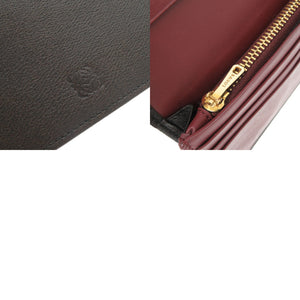 美品 ロエベ アナグラム レザー ブラック 長財布 二つ折り長財布 黒 0397【中古】LOEWE