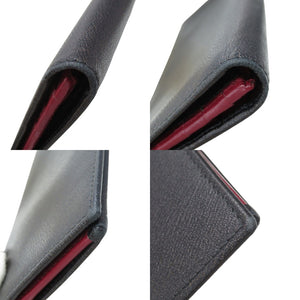 美品 ロエベ アナグラム レザー ブラック 長財布 二つ折り長財布 黒 0397【中古】LOEWE