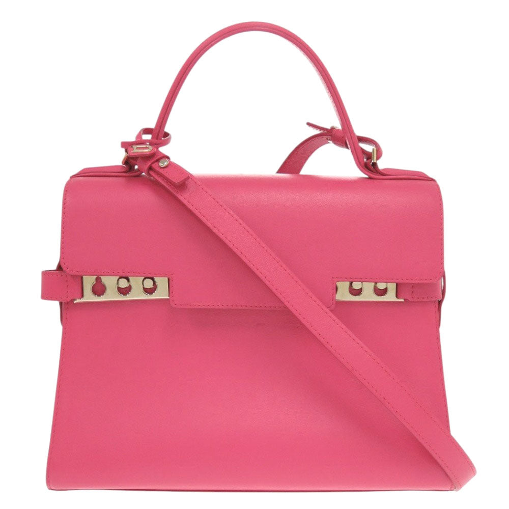 美品 デルボー タンペート MM AA0368AAX050HDP レザー ピンク 2way ハンドバッグ 0424【中古】DELVAUX