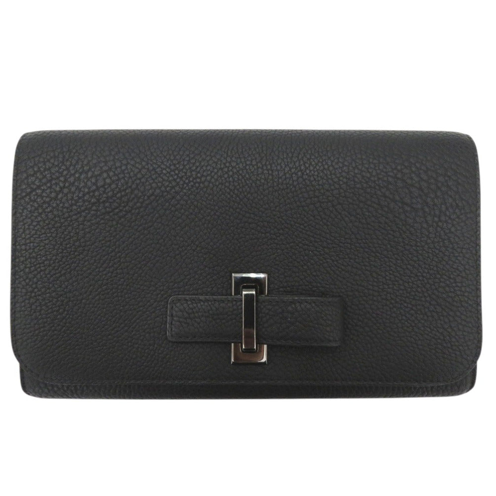 新品同様 デルボー トラベル ウォレット 長財布 大容量 ユニセックス レザー ブラック 0436【中古】DELVAUX