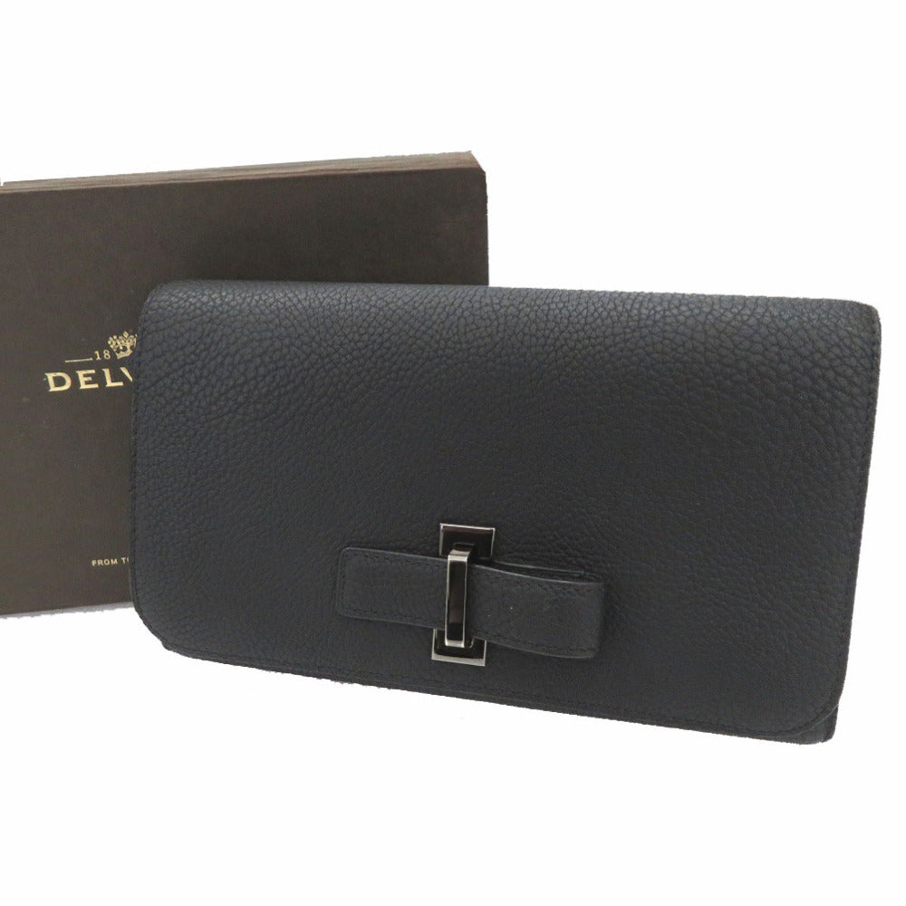 新品同様 デルボー トラベル ウォレット 長財布 大容量 ユニセックス レザー ブラック 0436【中古】DELVAUX