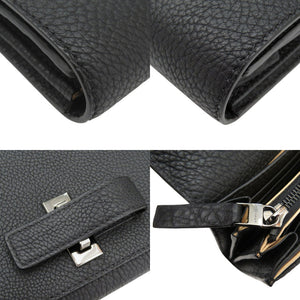 新品同様 デルボー トラベル ウォレット 長財布 大容量 ユニセックス レザー ブラック 0436【中古】DELVAUX