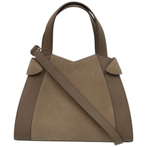 新品同様 モラビト ステラPM レザー スエード グレージュ ハンドバッグ 0441【中古】MORABITO