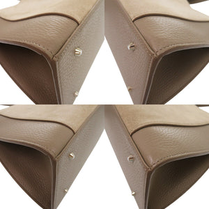 新品同様 モラビト ステラPM レザー スエード グレージュ ハンドバッグ 0441【中古】MORABITO