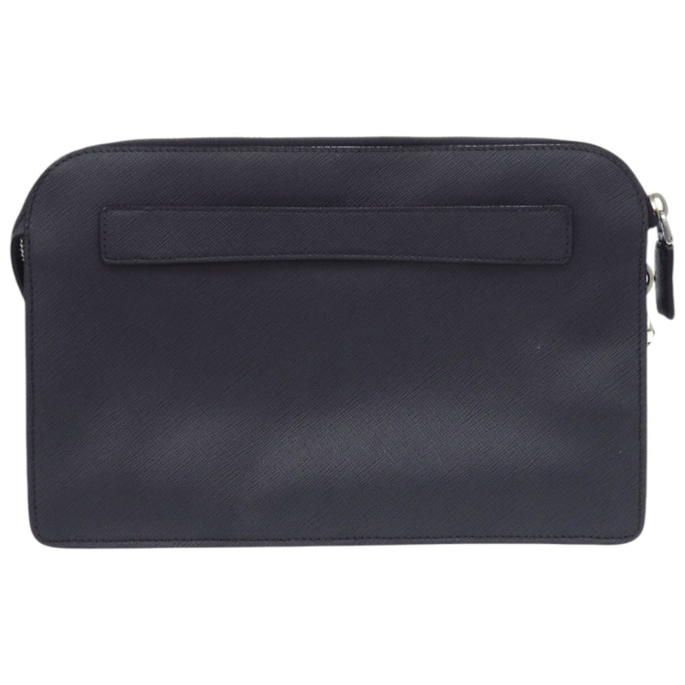 美品 プラダ クラッチバッグ 2VF056 サフィアーノ ネイビー 紺 セカンドバッグ 0450【中古】PRADA