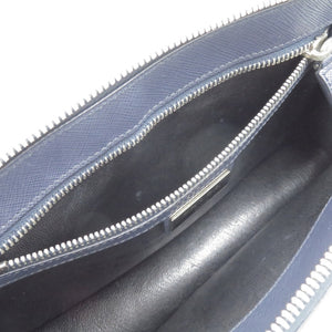 美品 プラダ クラッチバッグ 2VF056 サフィアーノ ネイビー 紺 セカンドバッグ 0450【中古】PRADA