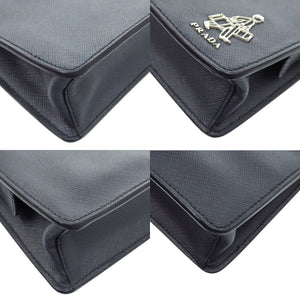 美品 プラダ クラッチバッグ 2VF056 サフィアーノ ネイビー 紺 セカンドバッグ 0450【中古】PRADA
