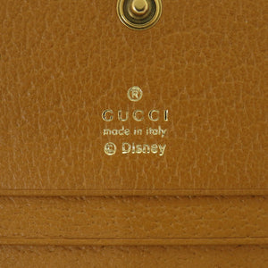 新品同様 グッチ ディズニーコラボ ミッキーマウス 602534 PVC/レザー ブラウン 二つ折り財布 茶 0452【中古】GUCCI