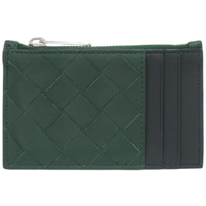 美品 ボッテガヴェネタ イントレチャート レザー グリーン/ブラック カードケース コインケース 財布 0456【中古】BOTTEGAVENETA