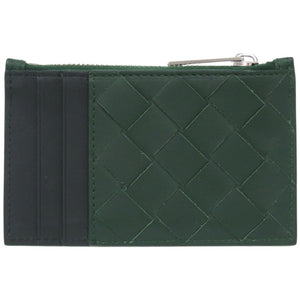美品 ボッテガヴェネタ イントレチャート レザー グリーン/ブラック カードケース コインケース 財布 0456【中古】BOTTEGAVENETA