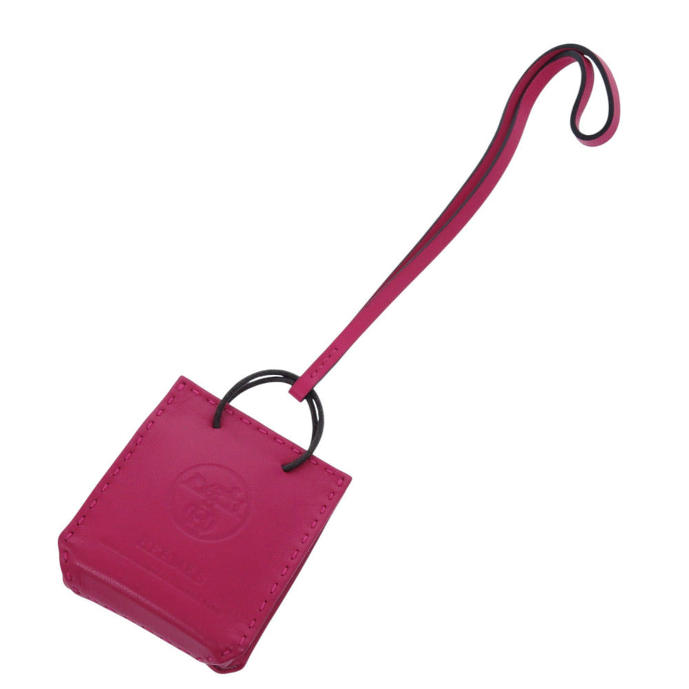 新品同様 エルメス サックオランジュ バッグチャーム ラムスキン ローズメキシコ Y刻印(2020年製) ピンク キーホルダー 0459【中古】HERMES