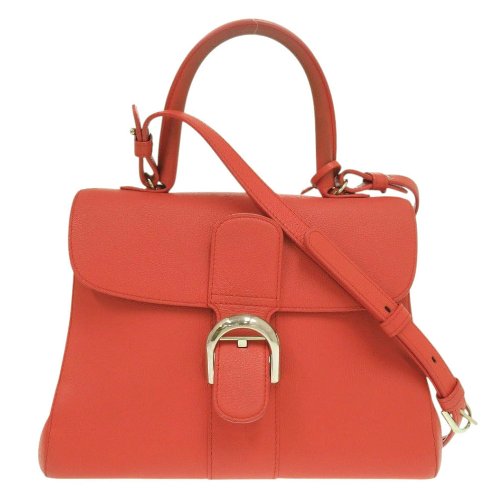 デルボー ブリヨン MM SS0483AAU024MDO レザー オレンジ 2way ハンドバッグ 0474【中古】DELVAUX