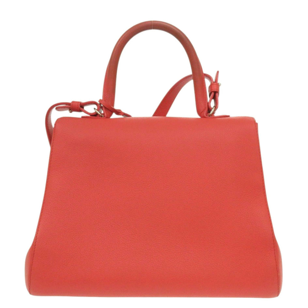 デルボー ブリヨン MM SS0483AAU024MDO レザー オレンジ 2way ハンドバッグ 0474【中古】DELVAUX