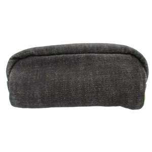 美品 プラダ 三角プレート デニム ブラック 黒 ポーチ 0484【中古】PRADA