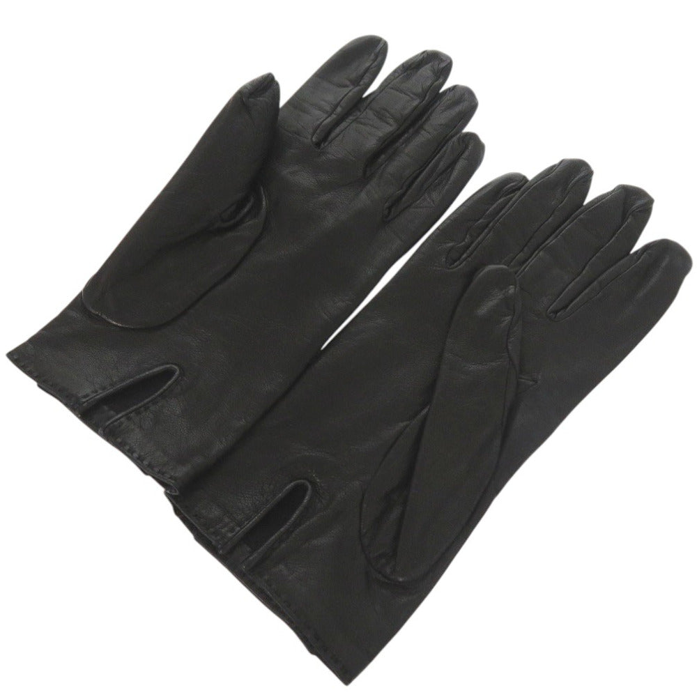 美品 エルメス ケリー カデナチャーム 手袋 グローブ ゴートレザー ブラック 0488【中古】HERMES