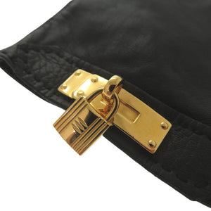 美品 エルメス ケリー カデナチャーム 手袋 グローブ ゴートレザー ブラック 0488【中古】HERMES