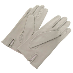 新品同様 エルメス ステッチ パンチング 手袋 グローブ ラムスキン シルク グレー 0488【中古】HERMES