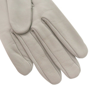 新品同様 エルメス ステッチ パンチング 手袋 グローブ ラムスキン シルク グレー 0488【中古】HERMES