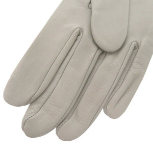 新品同様 エルメス ステッチ パンチング 手袋 グローブ ラムスキン シルク グレー 0488【中古】HERMES