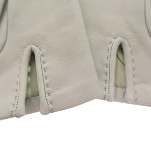 新品同様 エルメス ステッチ パンチング 手袋 グローブ ラムスキン シルク グレー 0488【中古】HERMES