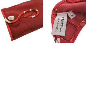 新品同様 エルメス セリエ 手袋 グローブ シルク コットン ダークレッド 0488【中古】HERMES