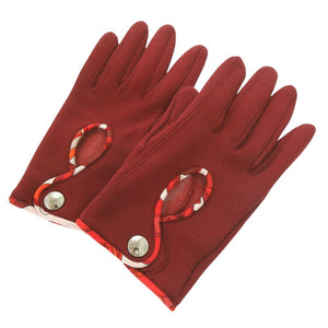 新品同様 エルメス セリエ 手袋 グローブ シルク コットン ダークレッド 0488【中古】HERMES