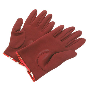 新品同様 エルメス セリエ 手袋 グローブ シルク コットン ダークレッド 0488【中古】HERMES