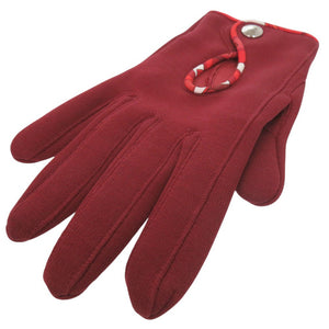 新品同様 エルメス セリエ 手袋 グローブ シルク コットン ダークレッド 0488【中古】HERMES