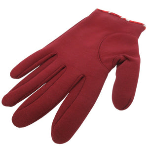 新品同様 エルメス セリエ 手袋 グローブ シルク コットン ダークレッド 0488【中古】HERMES